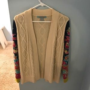Tan and floral cardigan