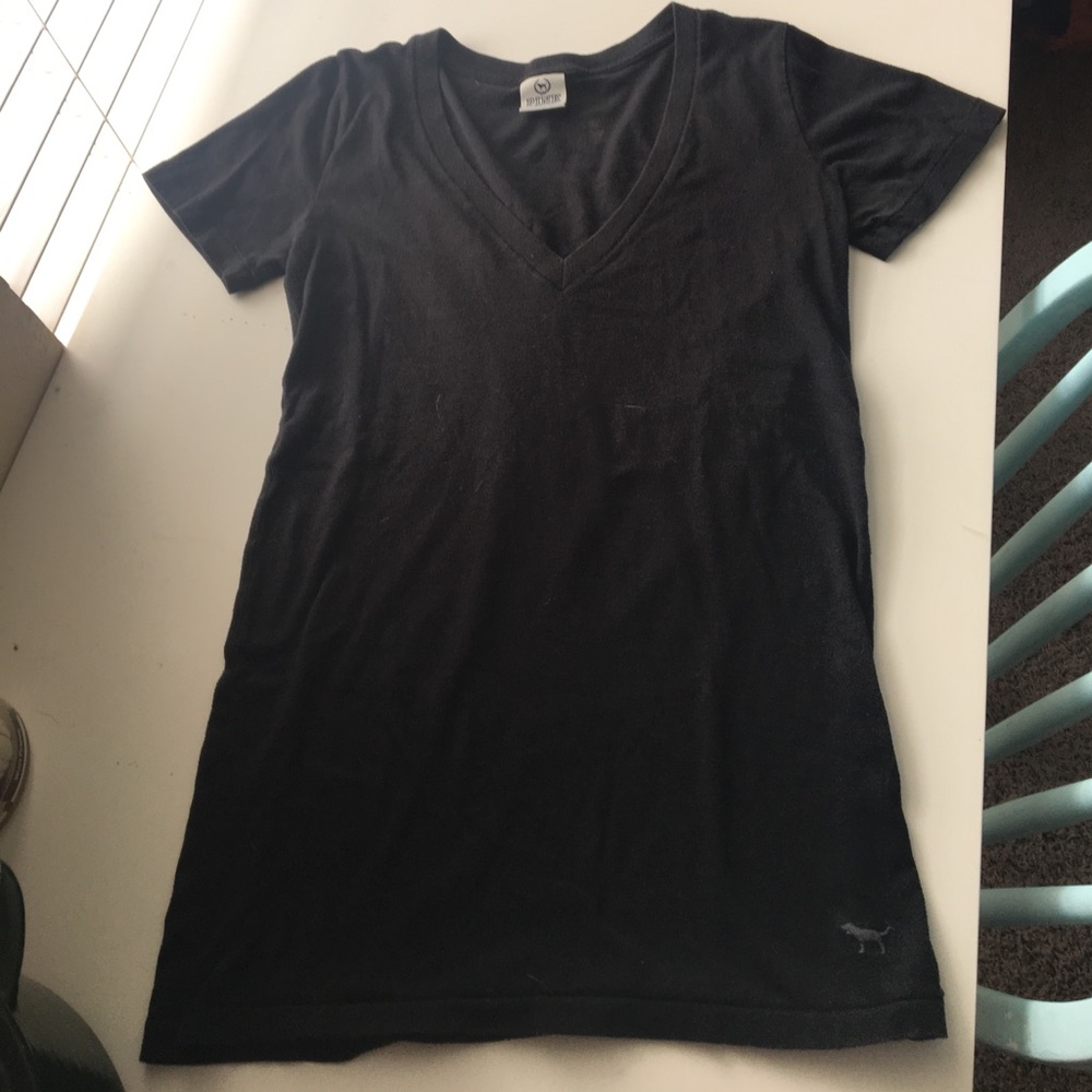 Pink Black V neck