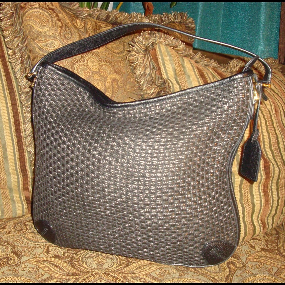 Black Wicker Ralph Lauren Hobo Shoulder Bag