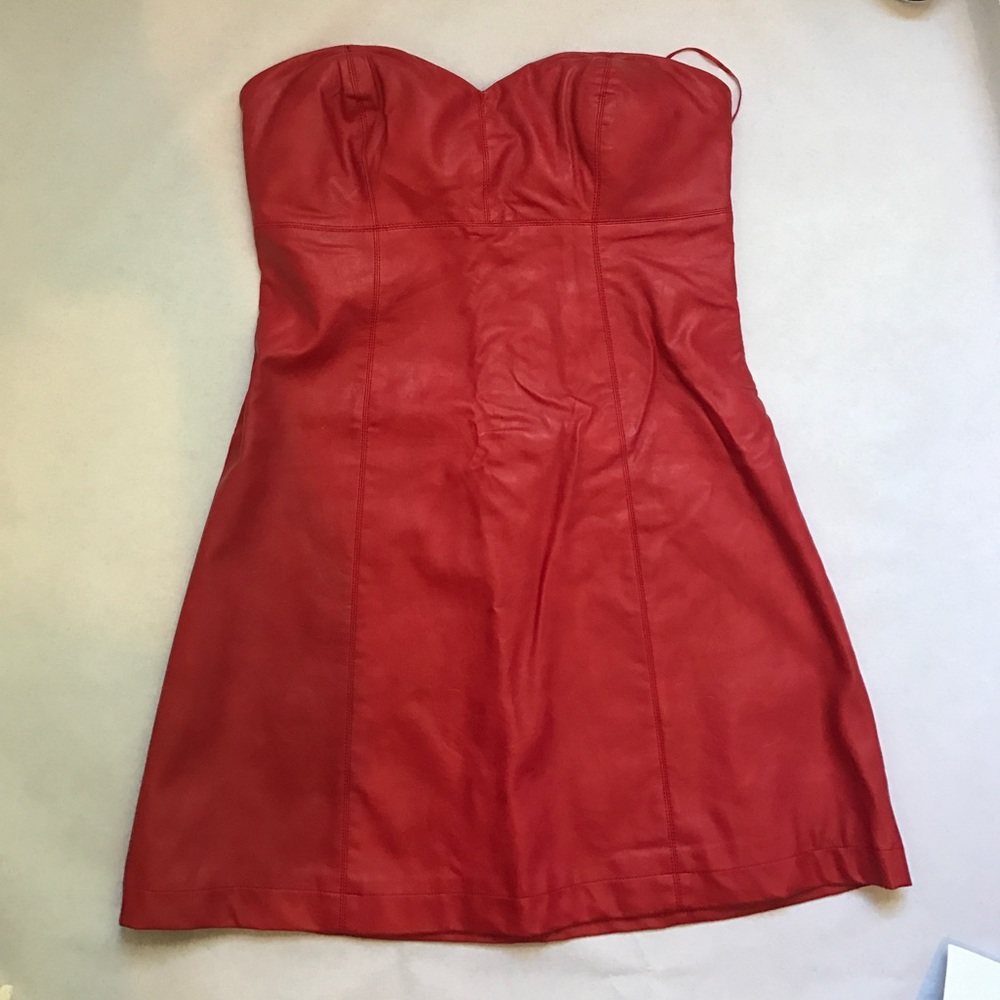 Red Leather Guess Corset Dress