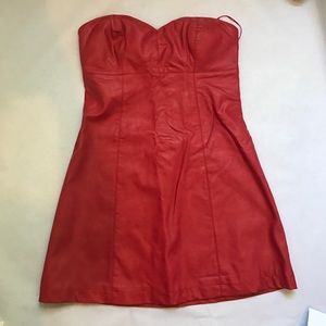 Red Leather Guess Corset Dress