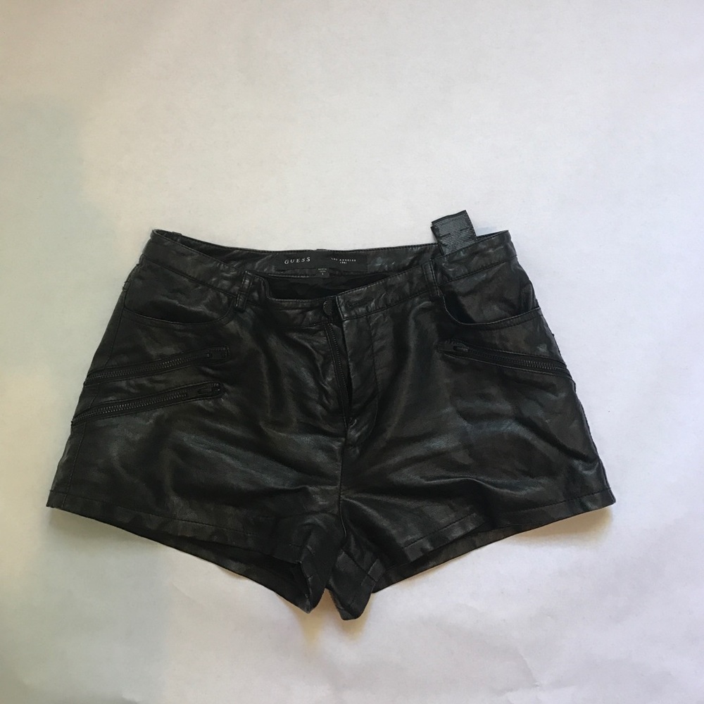 Black leather Guess Shorts