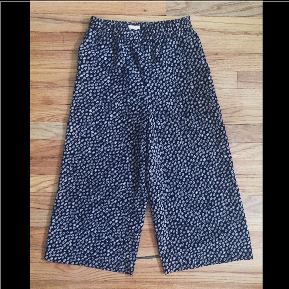 Wide-leg floral print cropped pants