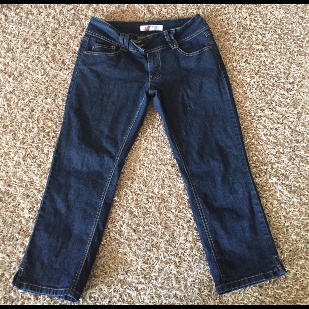 Dark denim capris