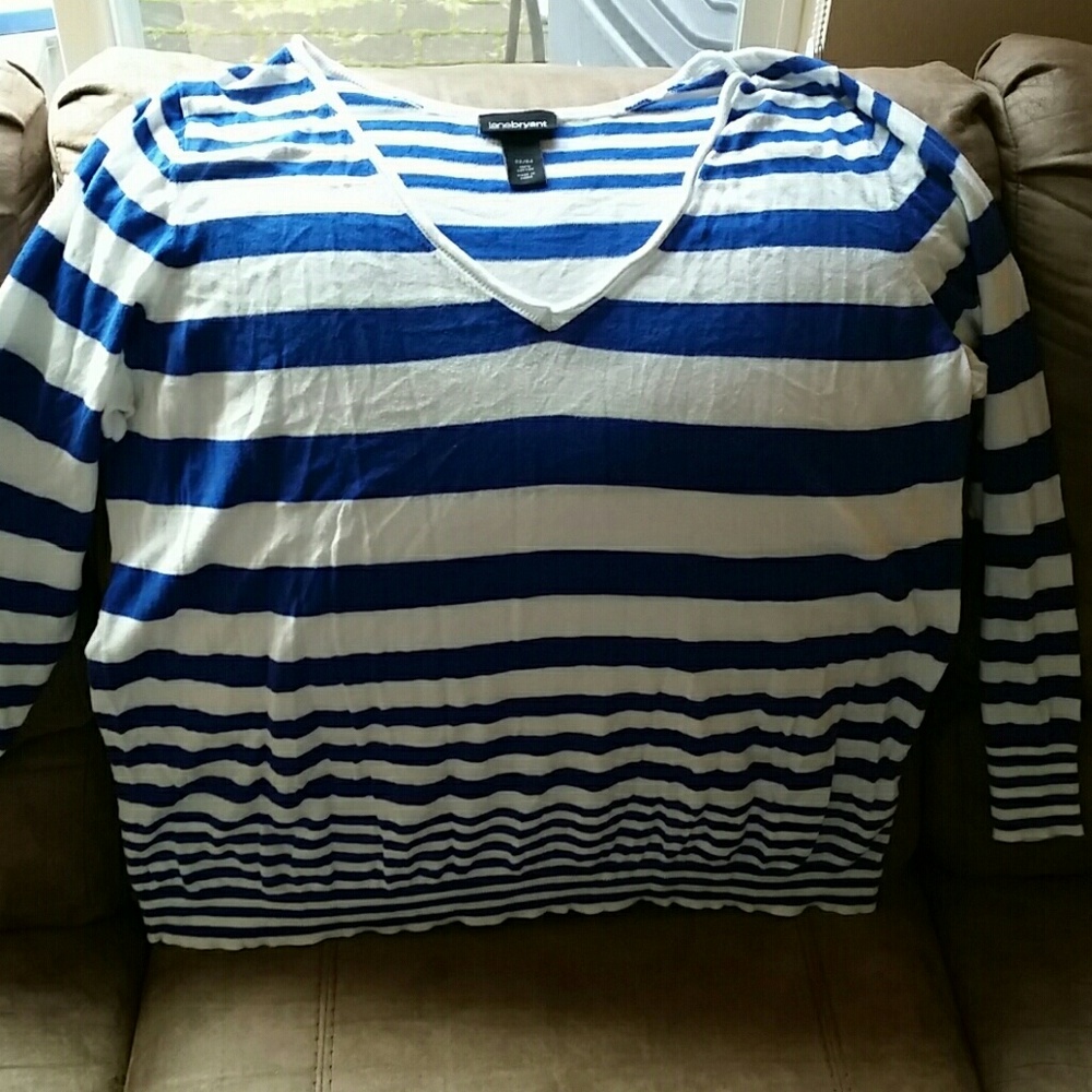 Blue and white striped Lane Bryant sweater
