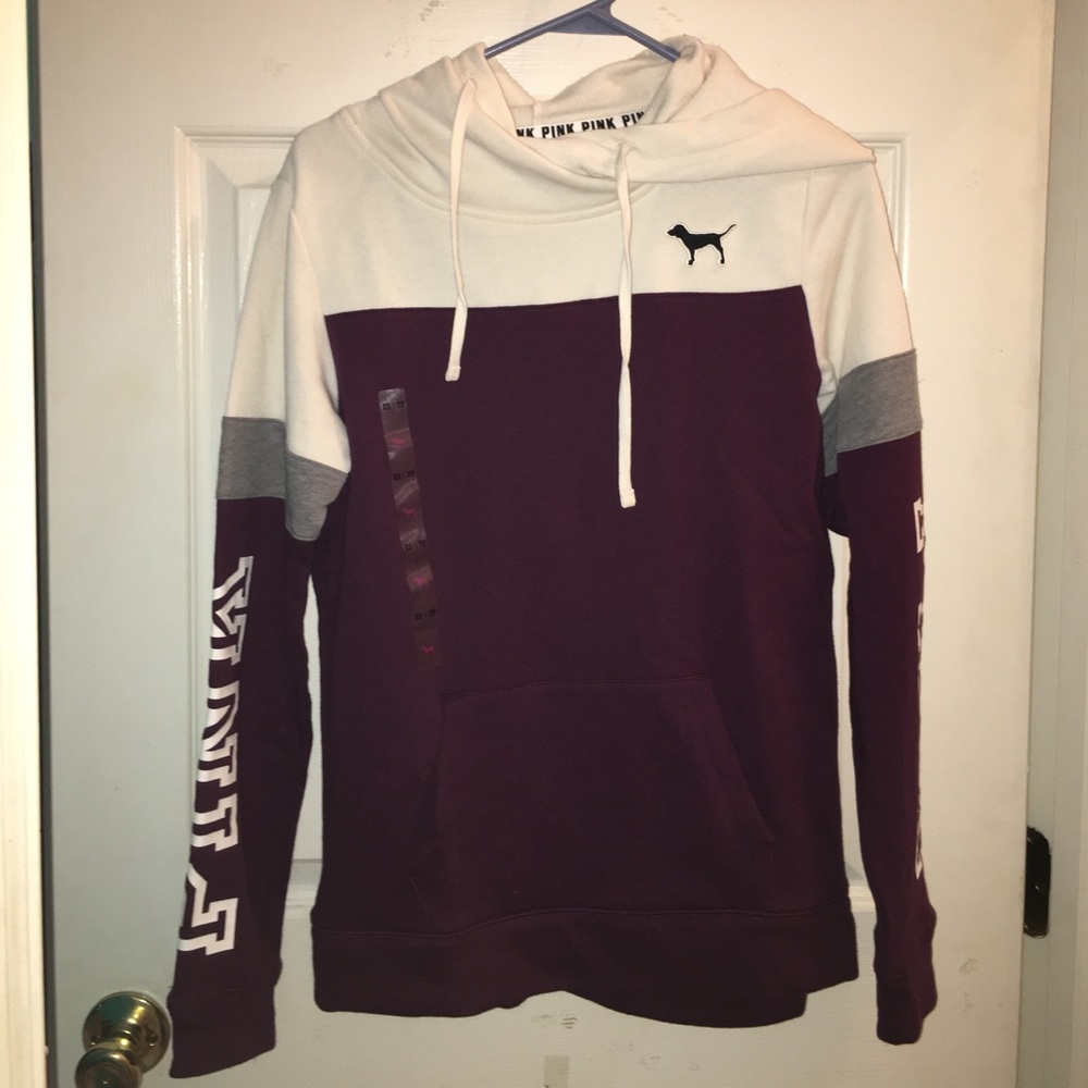 💫 NWT! 💗 VS PINK CrossNeck Pullover Hoodie XS 💫