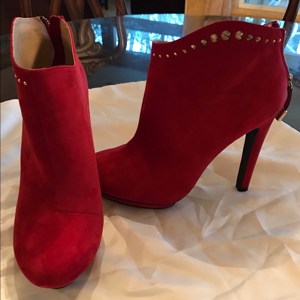 Red Zara Heeled Boots