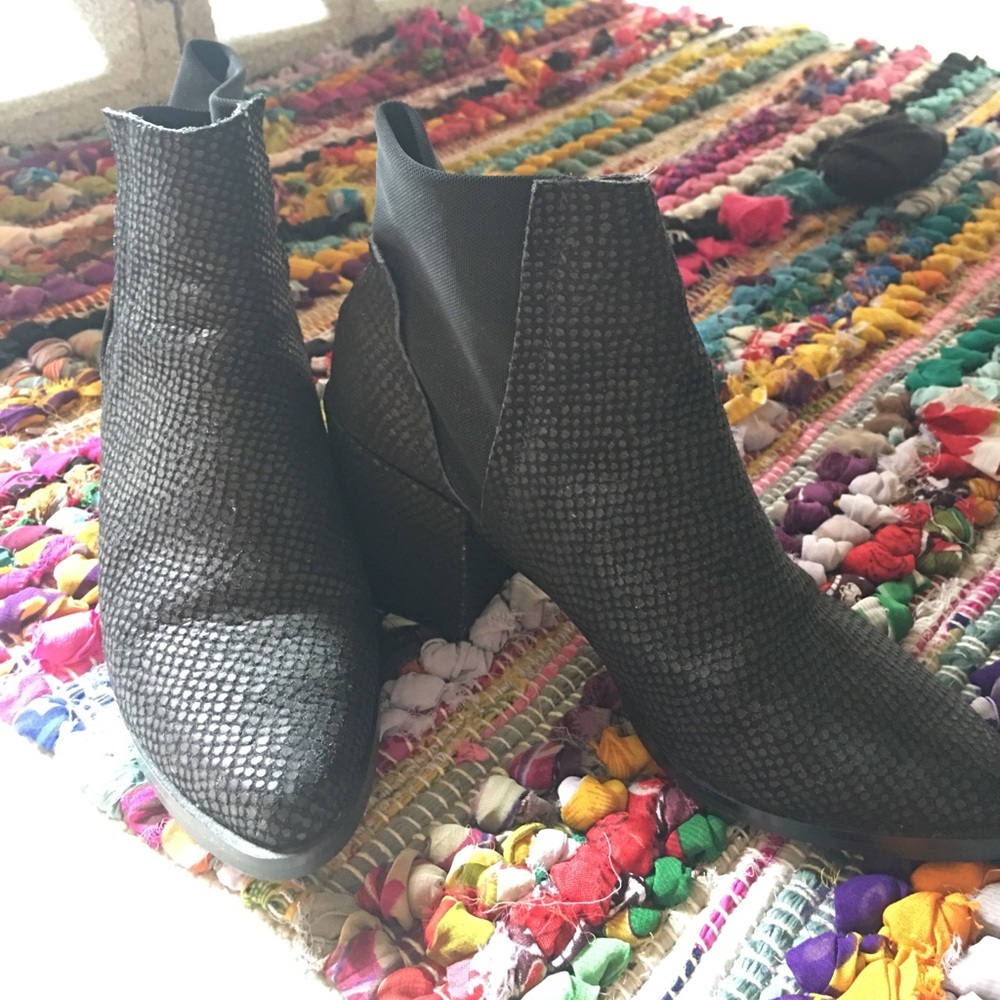 Snakeskin booties