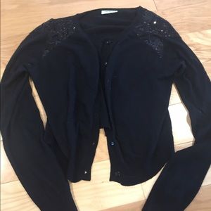 Sequin shoulder cropped cardigan