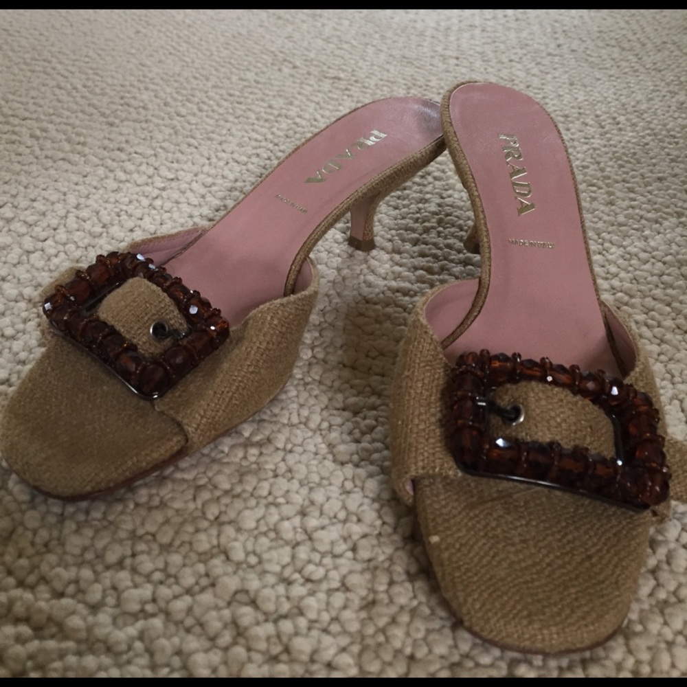 Prada Woven Kitten Heels