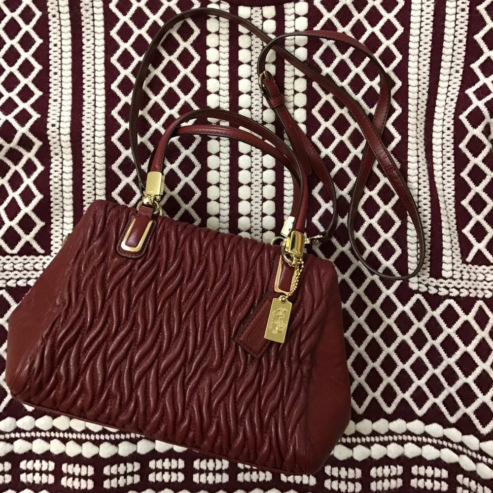 Coach Madison Gathered Twist Leather Mini Satchel