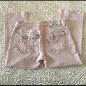 Miss Me Pale Pink Cropped Jeans Size 29