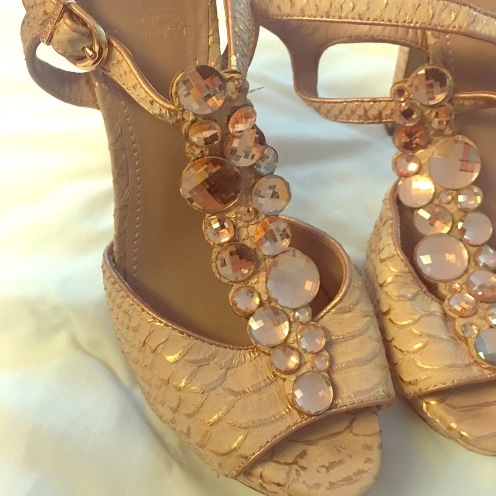 Vince Camuto Jeweled Peep Toe Platform Pumps