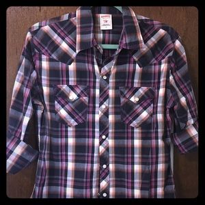 True Religion snap button up flannel print