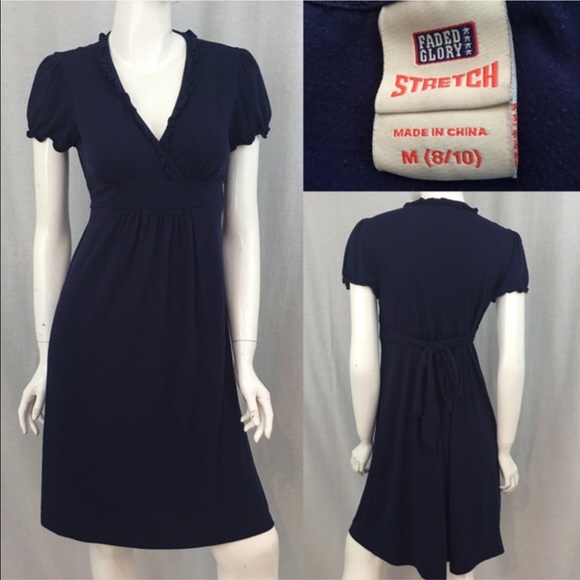 Faded Glory Dresses & Skirts - 💗Medium Faded Glory Navy V-neck Wrap Style Dress