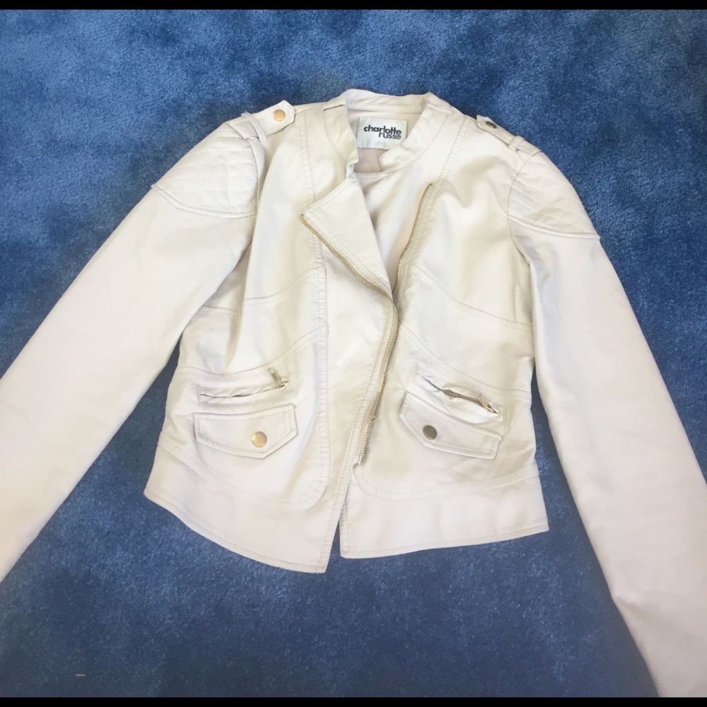 Beige faux leather jacket