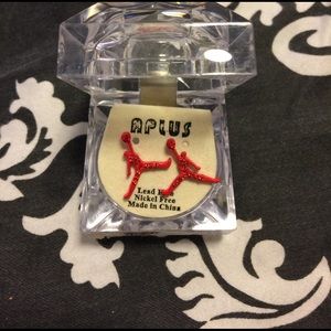 Earrings red look like micheal Jordan symbol