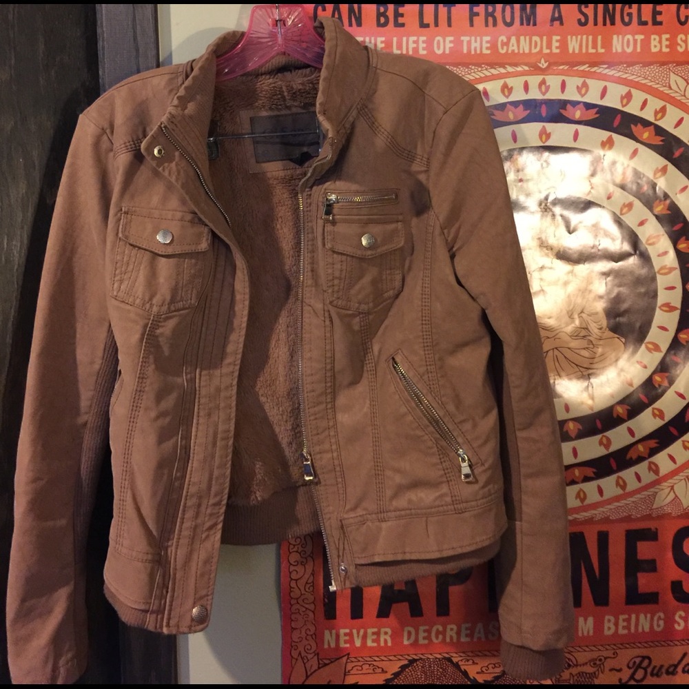 Faux suede and fur jacket