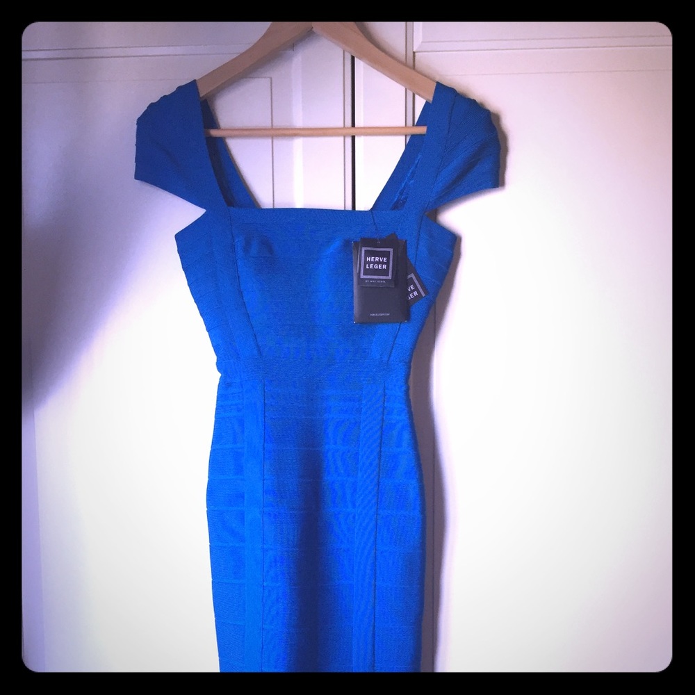 Herve Leger Cap Sleeve Bandage Dress