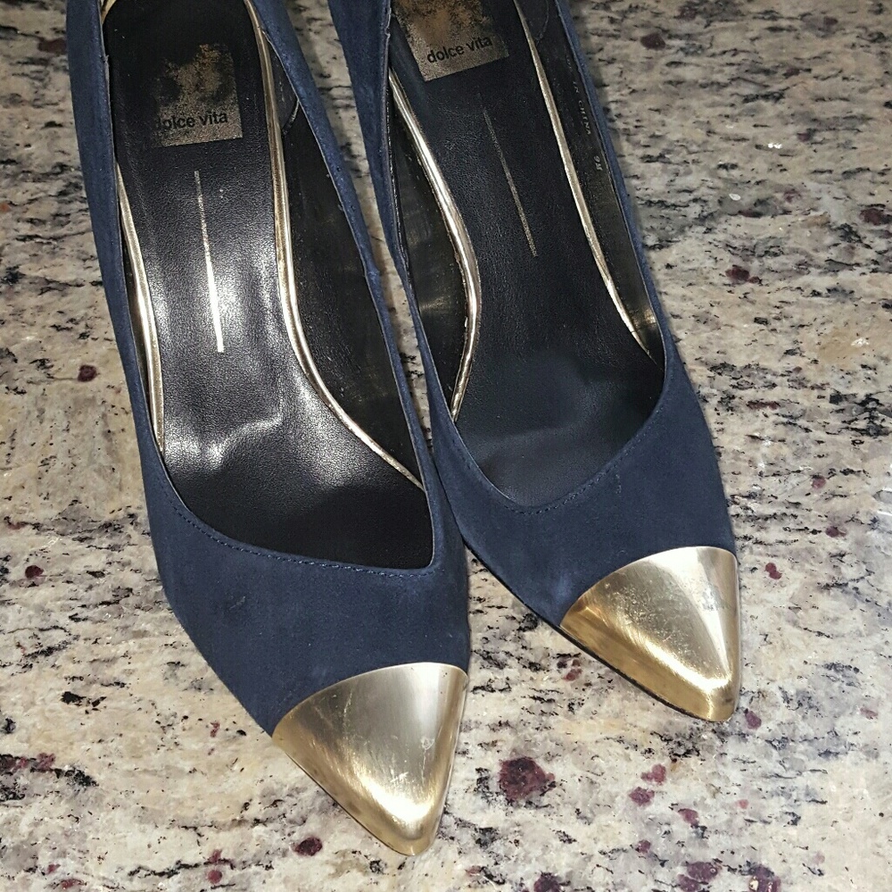 Dolce Vita Navy Gold Toe Heels