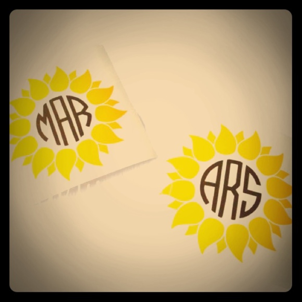 Sunflower monogram decal