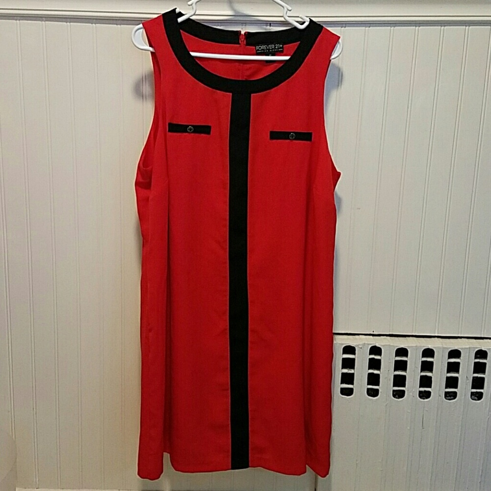 Red with black forever 21 shift dress