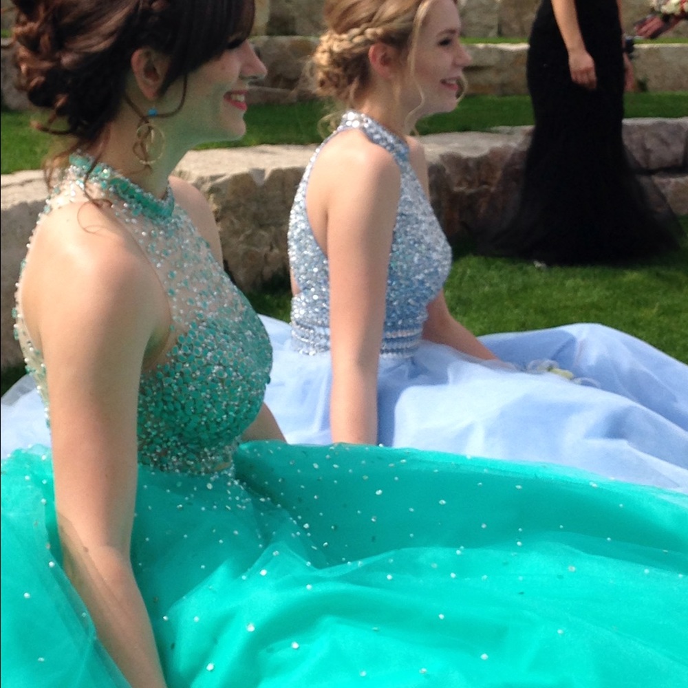 Turquoise two piece rom dress