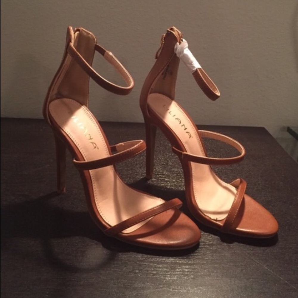 Brown strappy heels