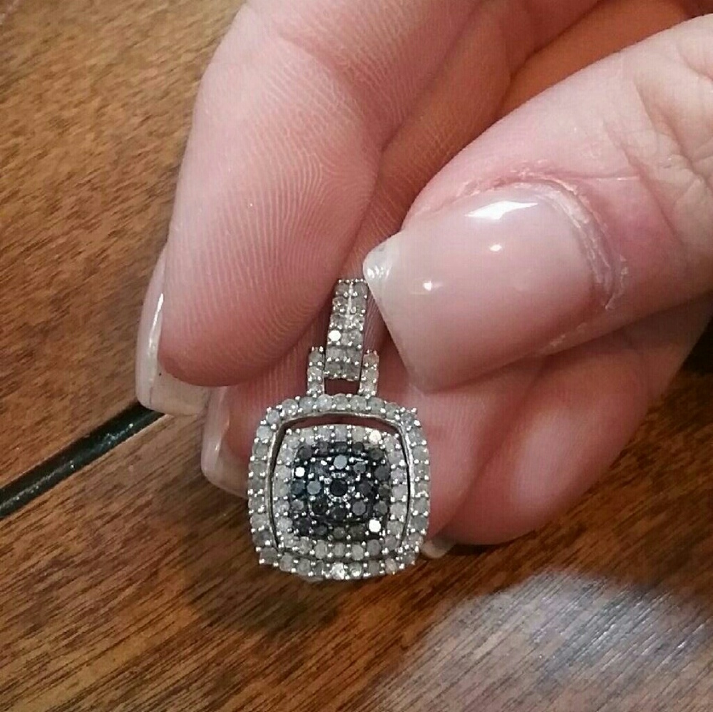 Black and white diamond pendant