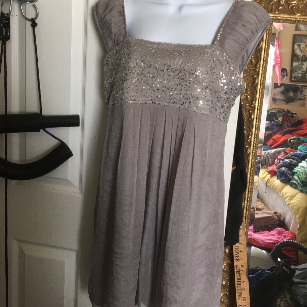 Ultra Pink shimmering grey dress