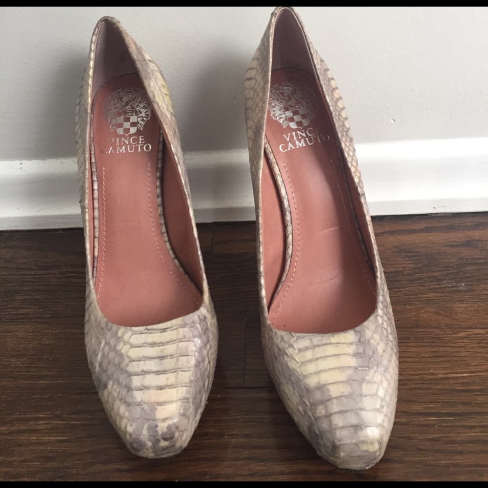 Vince Camuto snake-print heels