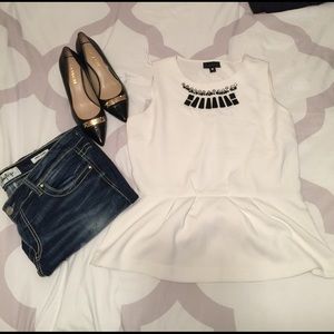 Worthington Peplum Jeweled Top.