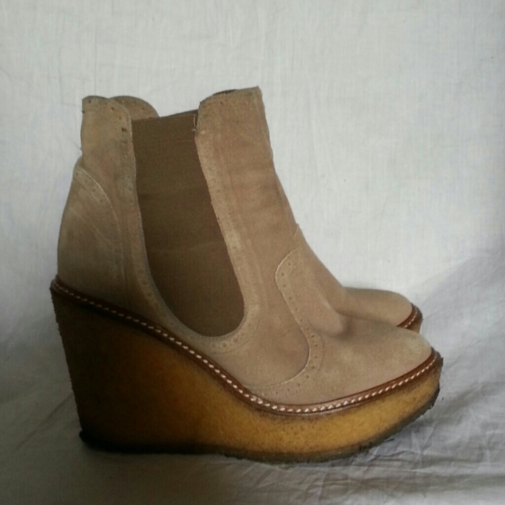 Rebecca Minkoff Suede Wedge High Heel Ankle Boots