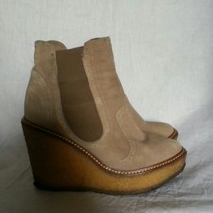 Rebecca Minkoff Suede Wedge High Heel Ankle Boots