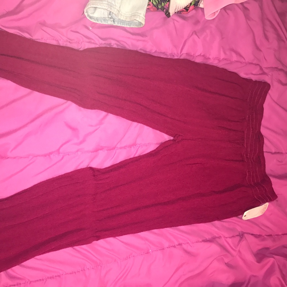 Red wide leg pants