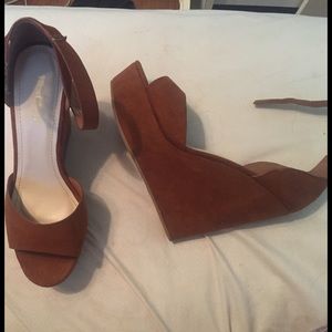 Brown suede wedges