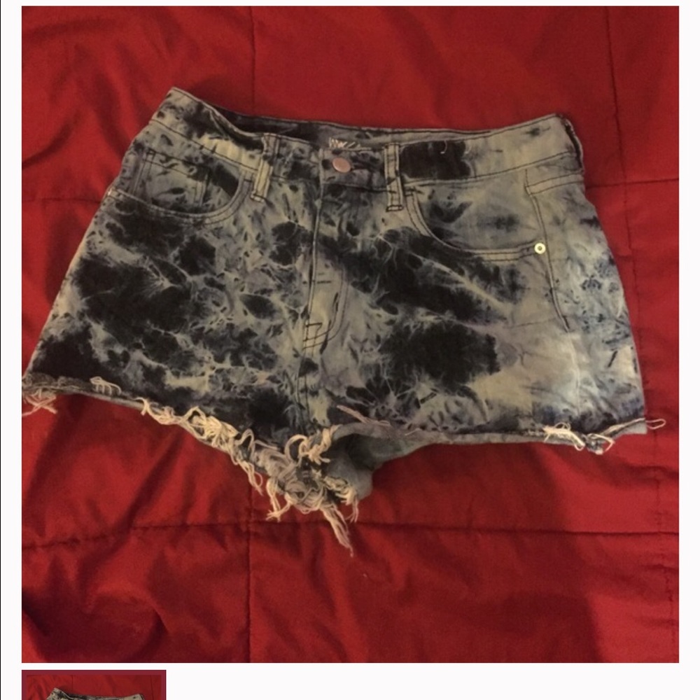 Acid wash denim shorts