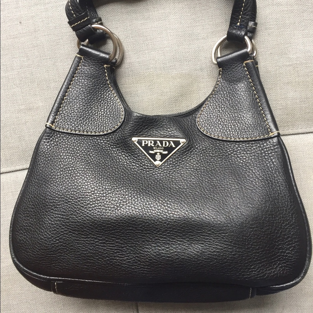 Prada pebbled leather shoulder bag