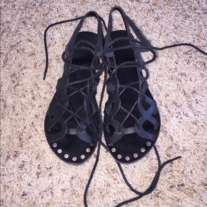 Runway Seven black lace up sandals