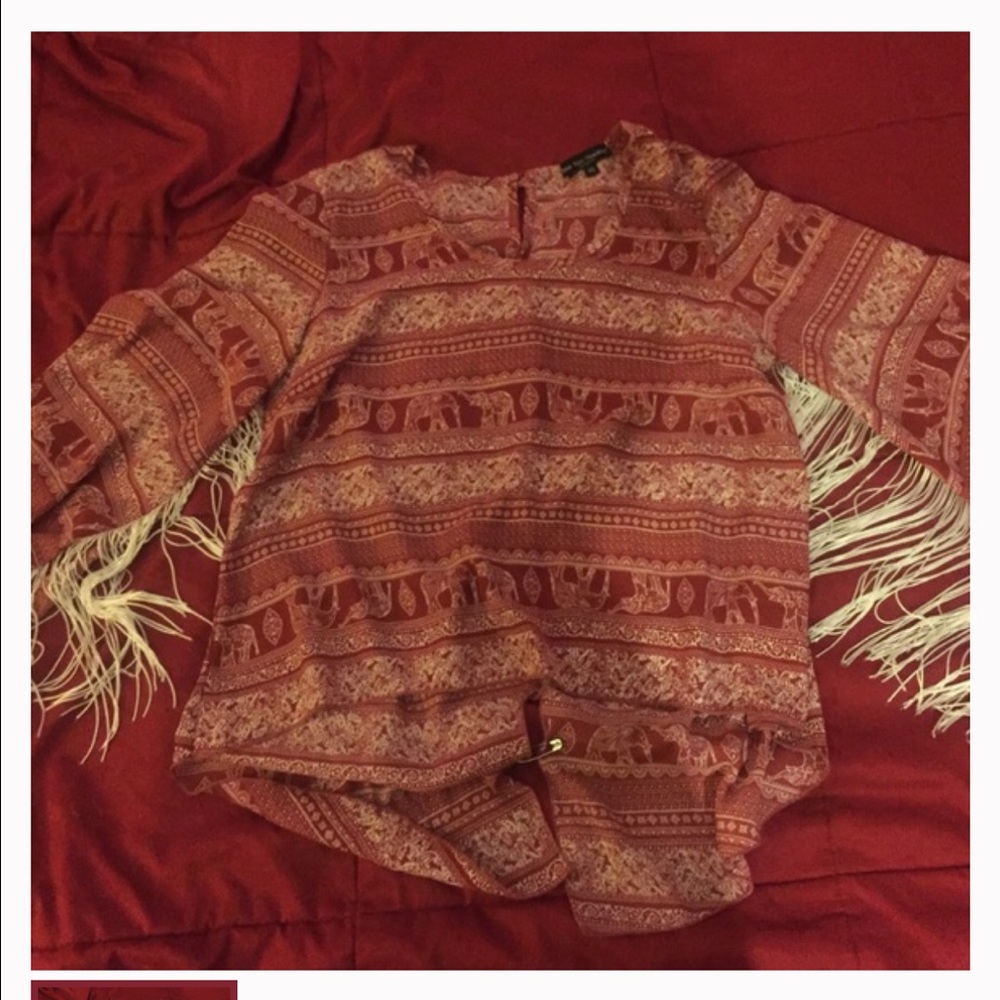 Red and white tassel top