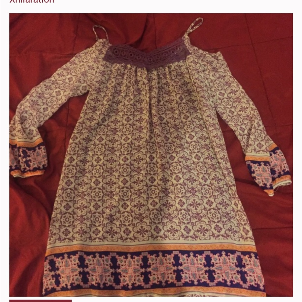 Off the shoulder printed mini dress