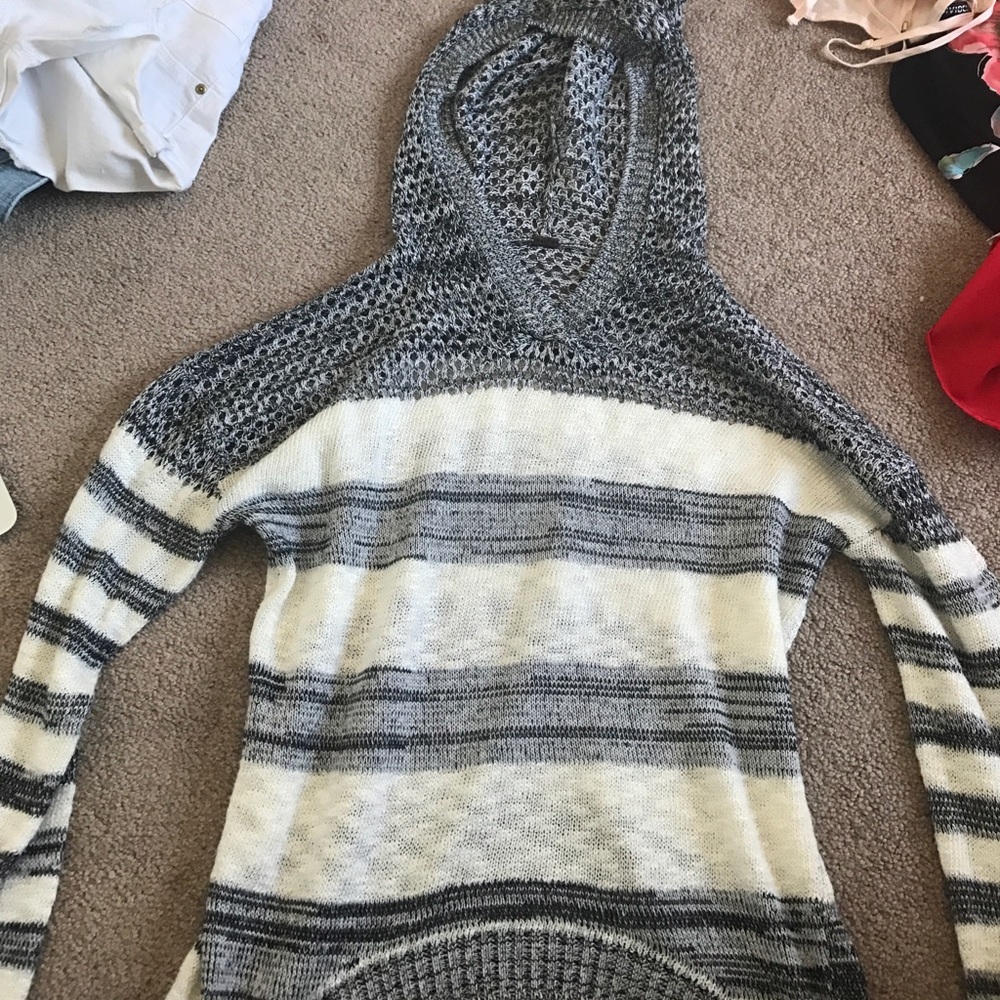 Grey and white striped sweater
