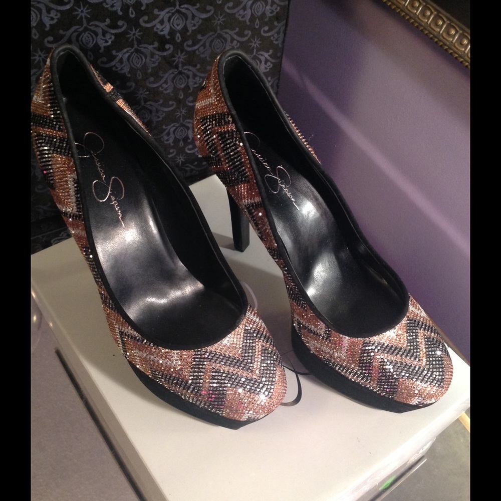 Jeweled platform pumps by Jessica Simpson!!