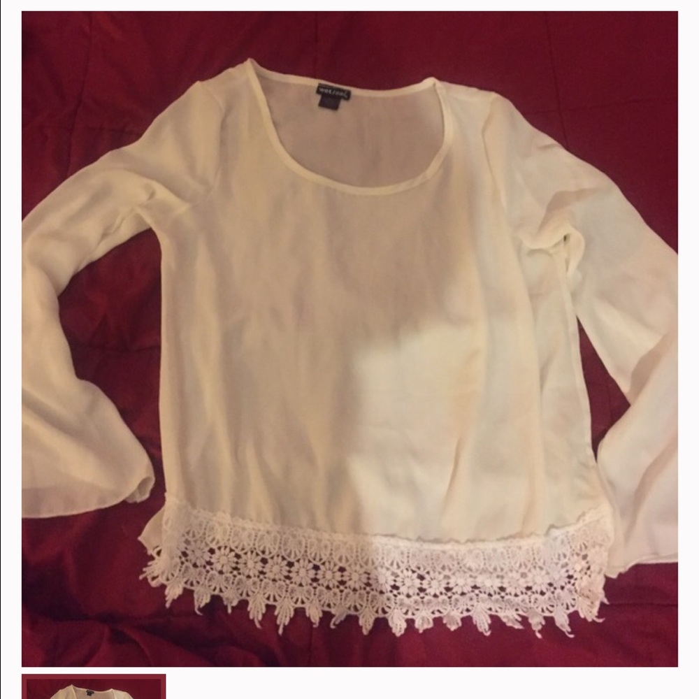 White lace top with bell sleeves