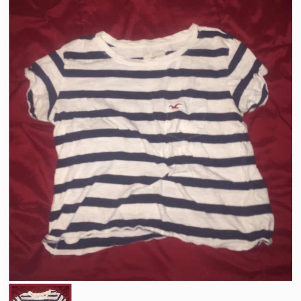 Navy blue and white striped top