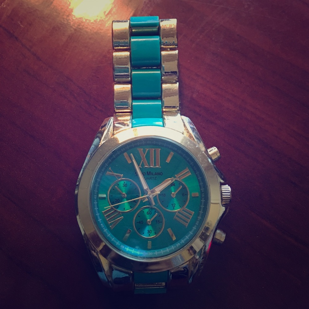 Gold and teal watch