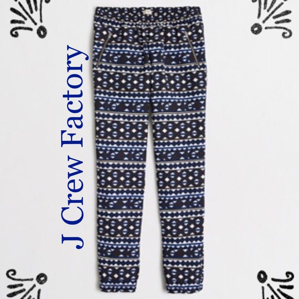 J Crew Factory Printed Sydney Pull-On Pant