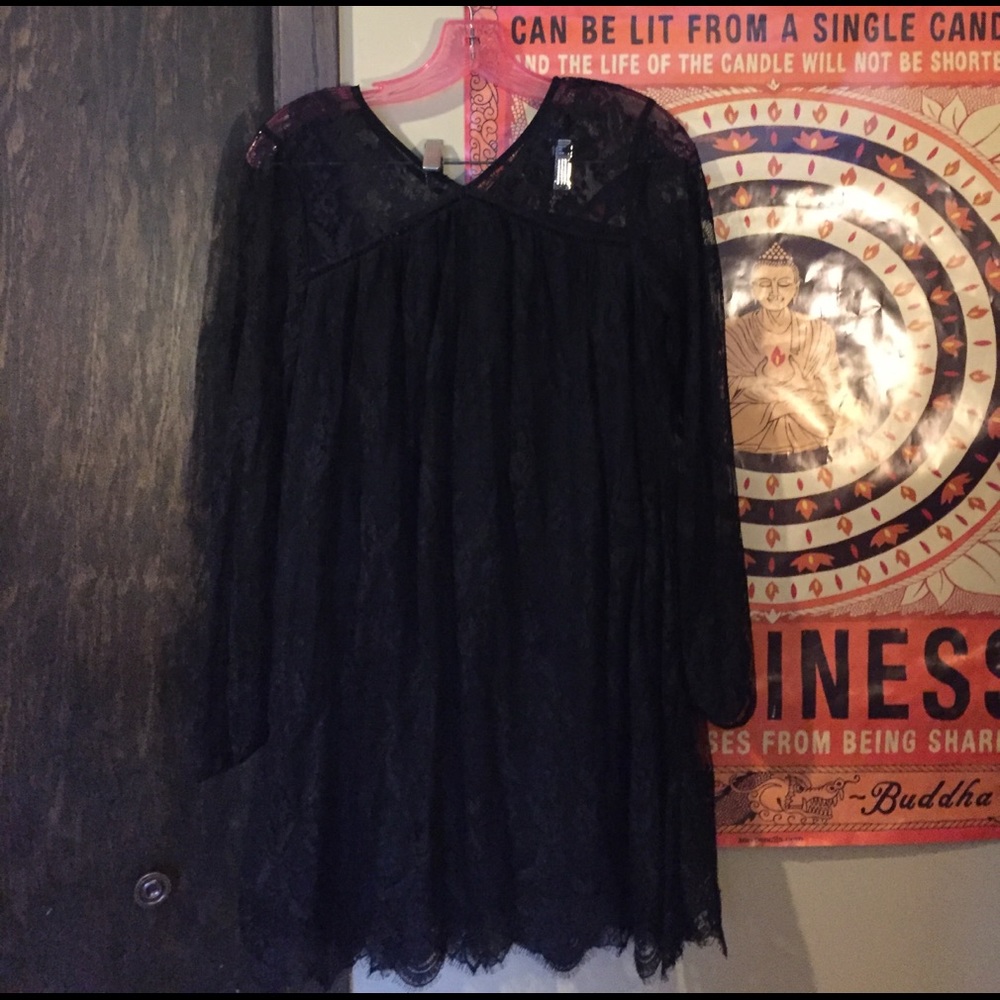 Black lace babydoll dress