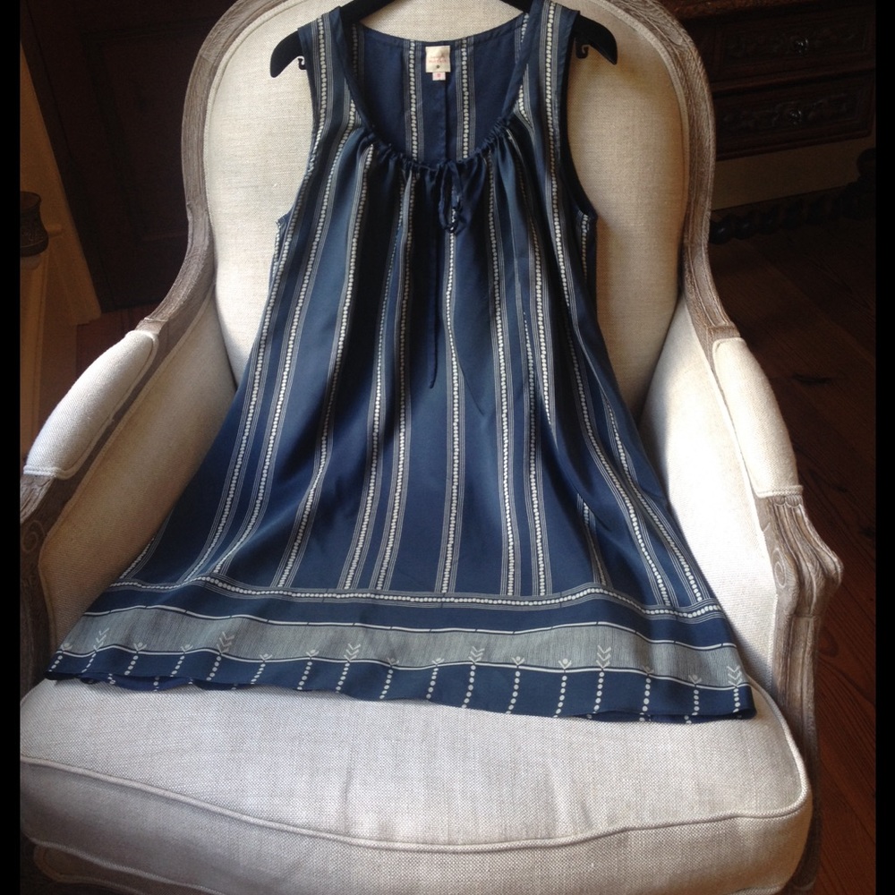 Navy & Cream Silk Dress