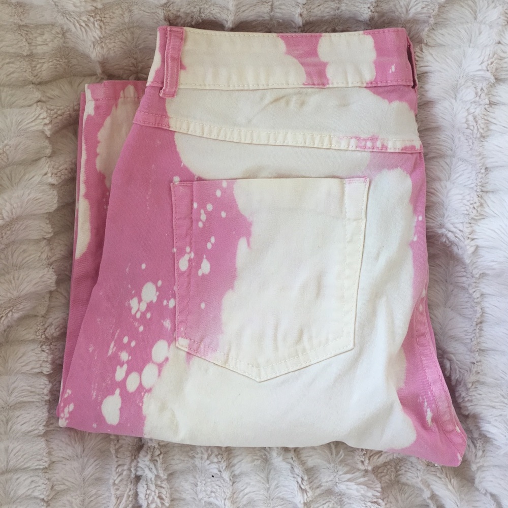Pink Bleached Skinny Jeans